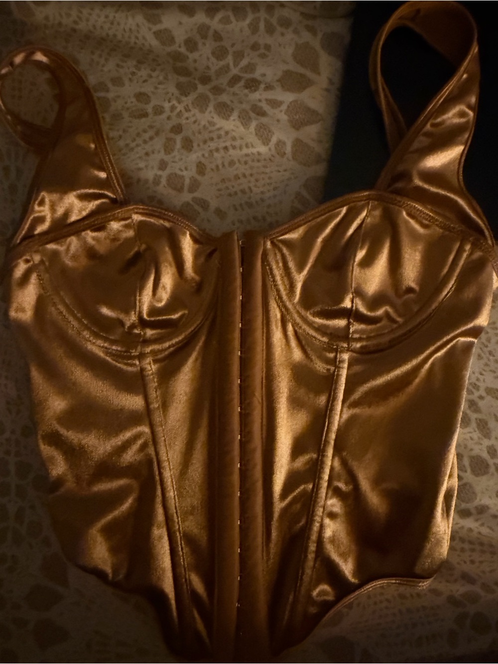 SHEIN BAE Copper-Orange Satin Bustier Top